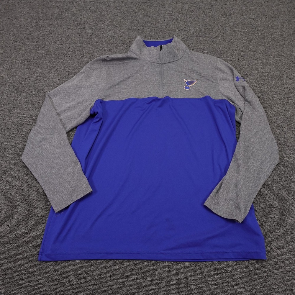 St Louis Blues Shirt Mens Large‎ Blue NHL Hockey Under Armour 1/4 Zip Pullover